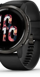 Garmin Venu 2 Slate Stainless Steel Bezel with Black Case and Silicone Band (010-02430-11/01)