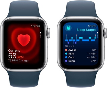 Apple Watch SE 2 GPS 40mm Silver Aluminium Case with Storm Blue Sport Band S/M (MRE13)