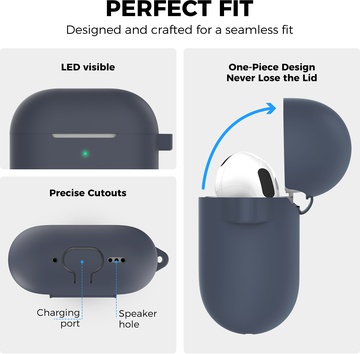AhaStyle Colorful Silicone Case for Airpods 4 Midnight Blue