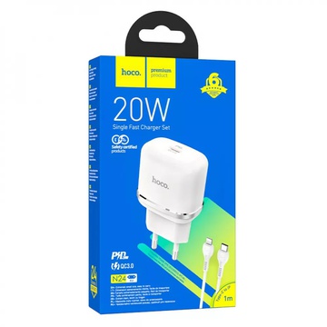 Hoco N24 Vicorious 20W (1 Type-C) + Кабель Type-C to Lightning Black
