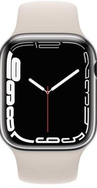 Apple Watch Series 7 GPS + Cellular 41mm Silver Stainless Steel Case with Starlight Sport Band (MKHE3, MKHW3)