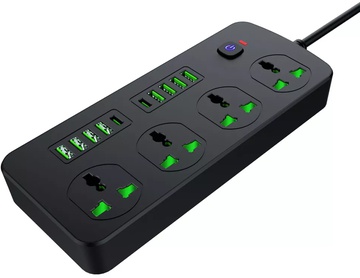 IQ Power T91 (4 розетки + 8 USB + 2 Type-C) 2 метра Black