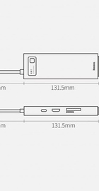 Hub Baseus Metal Gleam Multi-functional 8-in-1 (PD, USB, HDMI, RJ45) (CAHUB-CV0BL) Blue
