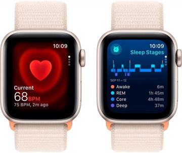 Apple Watch SE 2 GPS 40mm Starlight Aluminium Case with Starlight Sport Loop (MR9W3)