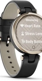 Garmin Lily Cream Gold Bezel with Black Case and Italian Leather Band (010-02384-B1)