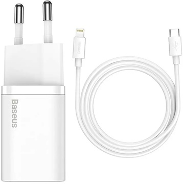 Baseus Super Silicone PD Charger 20W (1Type-C + Cable Type-C to Lightning ) Black (TZCCSUP-B01)
