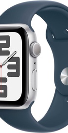 Apple Watch SE 2 GPS 44mm Silver Aluminium Case with Storm Blue Sport Band M/L (MREE3)