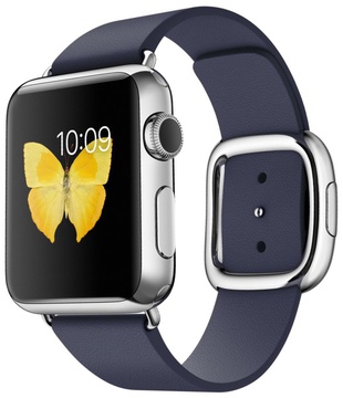 Apple Watch 38mm Series 2 Stainless Steel Case with Midnight Blue Modern Buckle Large (MNPA2)
