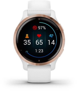Garmin Venu 2S Rose Gold Bezel with White Case and Silicone Band (010-02429-13)