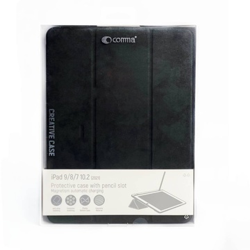 Comma Leather Case with Pen Holder Series for iPad 10.2" Black