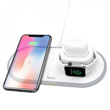 Hoco Wireless Charger Stand Wisdom 3-in-1 White (CW21)