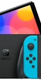 Nintendo Switch OLED with Neon Blue and Neon Red Joy-Con