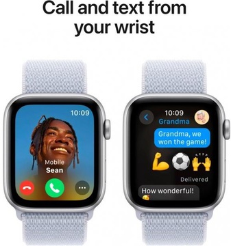 Apple Watch SE 2 GPS 44mm Silver Aluminium Case w. Blue Cloud Sport Loop (MXET3)