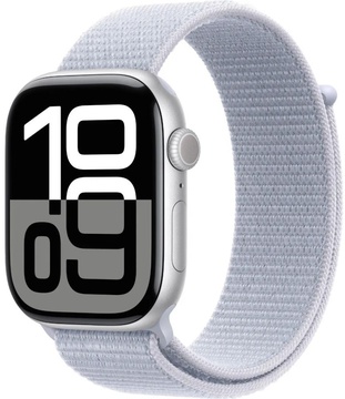 Apple Watch Series 10 GPS 46mm Silver Aluminum Case With Blue Cloud Sport Loop (MWWN3)