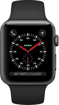 Apple Watch 42mm Series 3 Cellular Space Gray Aluminum w. Black Sport b. (MQKN2)