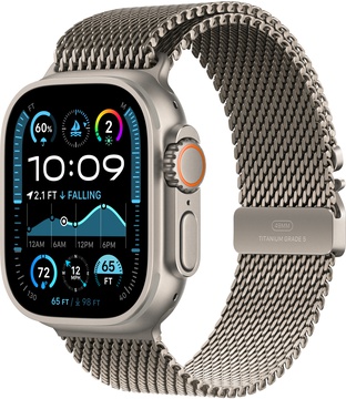 Apple Natural Titanium Milanese Loop Medium for Watch 42mm/44mm/45mm/46mm/49mm (MXKD3) 155-185mm