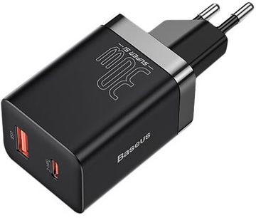 Baseus Super Si Pro Quick Charger Type-C+USB 30W Black (CCSUPP-E01)