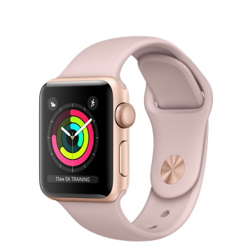 Apple Watch 38mm Series 3 GPS Gold Aluminium Case with Pink Sand Sport Band (MQKW2)