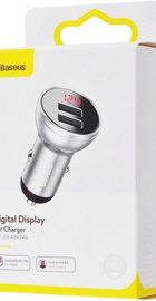 Baseus Digital Display Dual USB 4.8A Car Charger 24W Silver (CCBX-0S)