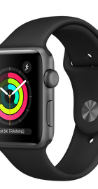 Apple Watch 42mm Series 3 GPS Space Gray Aluminum Case with Black Sport Band (MQL12)