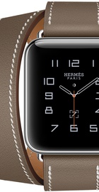 Apple Watch Hermes 38mm Series 2 Stainless Steel Case with Etoupe Swift Leather Double Tour (MNQ52)