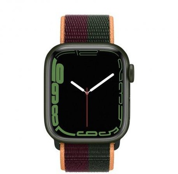 Apple Watch Series 7 GPS 41mm Green Aluminum Case With Dark Cherry/Forest Green Sport Loop (MKNF3)