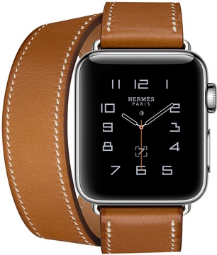 Apple Watch Hermes 38mm Series 2 Stainless Steel Case with Fauve Barenia Leather Double Tour (MNQ92)
