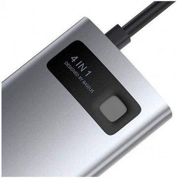 Baseus Metal Gleam Series 4-in-1 Multifunctional Type-C HUB Docking Station (2xUSB3.0 + 4KHD + Type-C) Gray (CAHUB-CY0G)