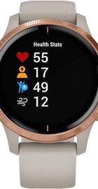 Garmin Venu Rose Gold Stainless Steel Bezel w. Light Sand and Silicone B. (010-02173-23/010-02173-21)
