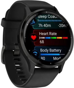 Garmin Venu 3 Slate Stainless Steel Bezel with Black Case and Silicone Band (010-02784-01/51)