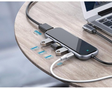 Baseus Mirror Series Multifunctional Hub (3 x USB 3.0, HDMI 4k, type C) (CAHUB-BZ0G)