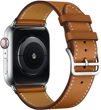 Apple Watch Hermes Series 4 GPS + Cellular 44mm Stainless Steel Case with Fauve Barenia Leather Single Tour (MU6V2)