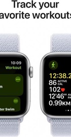 Apple Watch SE 2 GPS 44mm Silver Aluminium Case w. Blue Cloud Sport Loop (MXET3)