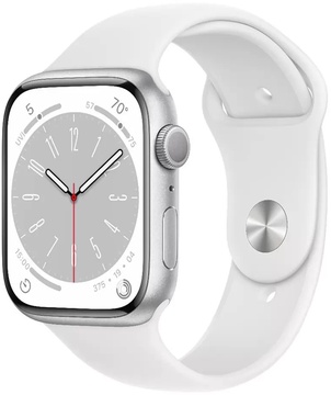 Apple Watch Series 8 GPS 45mm Silver Aluminum Case with White Sport Band (MP6N3)