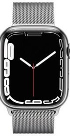 Apple Watch Series 7 GPS + Cellular 45mm Silver Stainless Steel Case with Silver Milanese Loop (MKJE3, MKJW3)