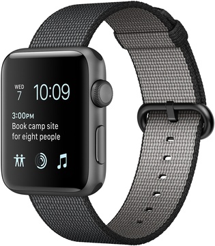Apple Watch 38mm Series 2 Space Gray Aluminum Case with Black Woven Nylon (MP052)