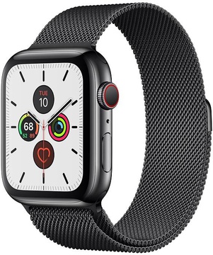 Apple Watch Series 5 GPS + Cellular 44mm Space Black Stainless Steel Case with Space Black Milanese Loop (MWW82)