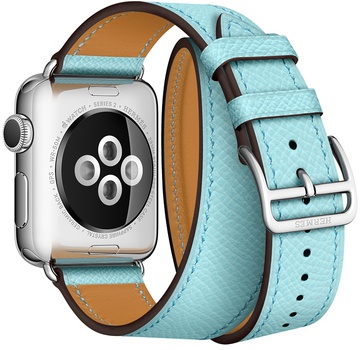 Apple Watch Hermes Barenia Leather Double Tour Regular 38mm/40mm/41mm/42mm Bleu Zephyr (MPXC2)