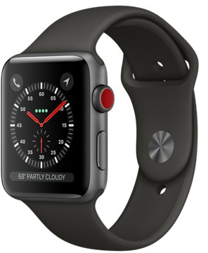 Apple Watch Series 3 GPS + Cellular 42mm Space Gray Aluminum w. Gray Sport B. (MR2X2)