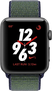 Apple Watch Nike+ 38mm Series 3 GPS + Cellular Space Gray Aluminum with Midnight Fog Nike Sport Loop (MQLA2)