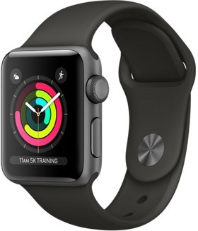 Apple  Watch Series 3 GPS 38mm Space Gray Aluminum w. Gray Sport B. - Space Gray (MR352)