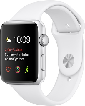 Apple Watch 42mm Series 1 Silver Aluminum Case with White Sport Band (MNNL2)