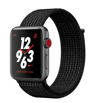 Apple Watch Nike+ 42mm Series 3 GPS + Cellular Space Gray Aluminum Case with Black/Pure Platinum Nike Sport Loop (MQLF2)