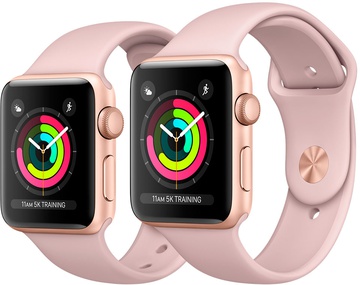 Apple Watch 42mm Series 3 GPS Gold Aluminium Case with Pink Sand Sport Band (MQL22)