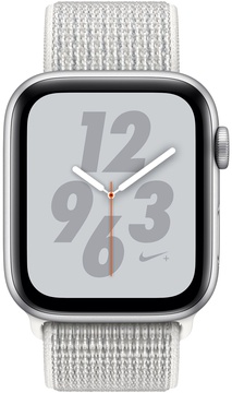 Apple Watch Nike+ Series 4 GPS + Cellular 44mm Silver Aluminum Case with Summit White Nike Sport Loop (MTXA2, MTXJ2)