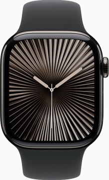 Apple Watch Series 10 GPS + Cellular 42mm Slate Titanium Case With Black Sport Band - M/L (MWXH3)