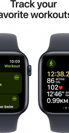 Apple Watch SE 2 GPS 44mm Midnight Aluminium Case w. Midnight Sport Band - M/L (MXEK3)
