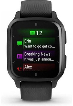 Garmin Venu Sq 2 – Music Edition Slate Aluminum Bezel with Black Case and Silicone Band (010-02700-00/10/80