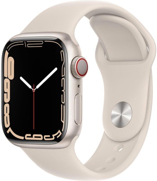 Apple Watch Series 7 GPS + Cellular 41mm Starlight Aluminum Case With Starlight Sport Band (MKH83)