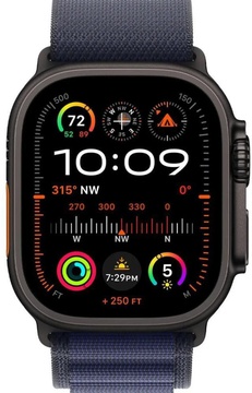 Apple Watch Ultra 2 GPS + Cellular 49mm Black Titan. Case w. Navy Alpine Loop - Small (MYTF3+MYPW3)